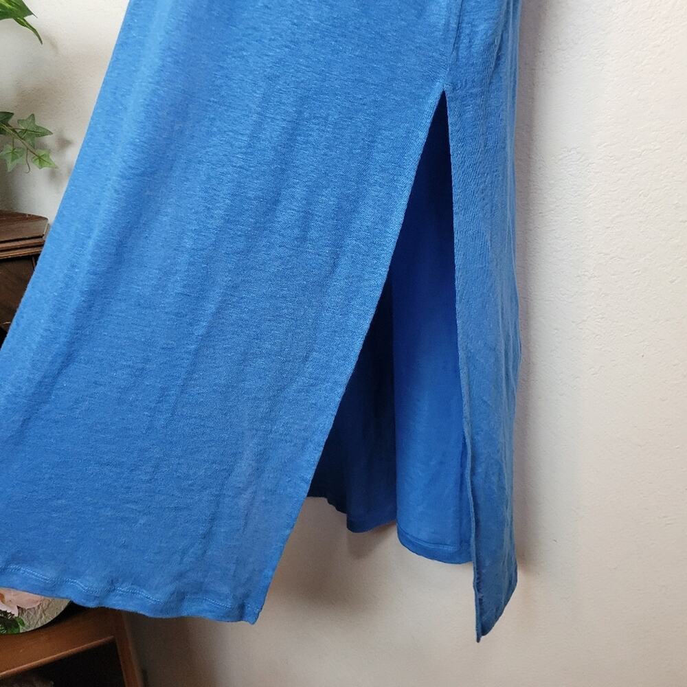 🚨NEW PURE COLLECTION Luxury Linen Maxi Dress In Marine Blue Summer Beach Sz 4 - Picture 5 of 8